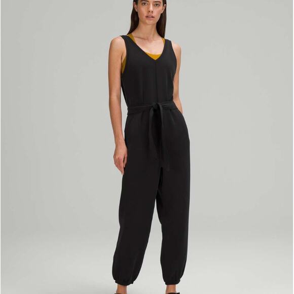 lululemon athletica Tops - Lululemon Ease of it All V-Neck Jumpsuit Black Romper Softstreme Women's Size 10